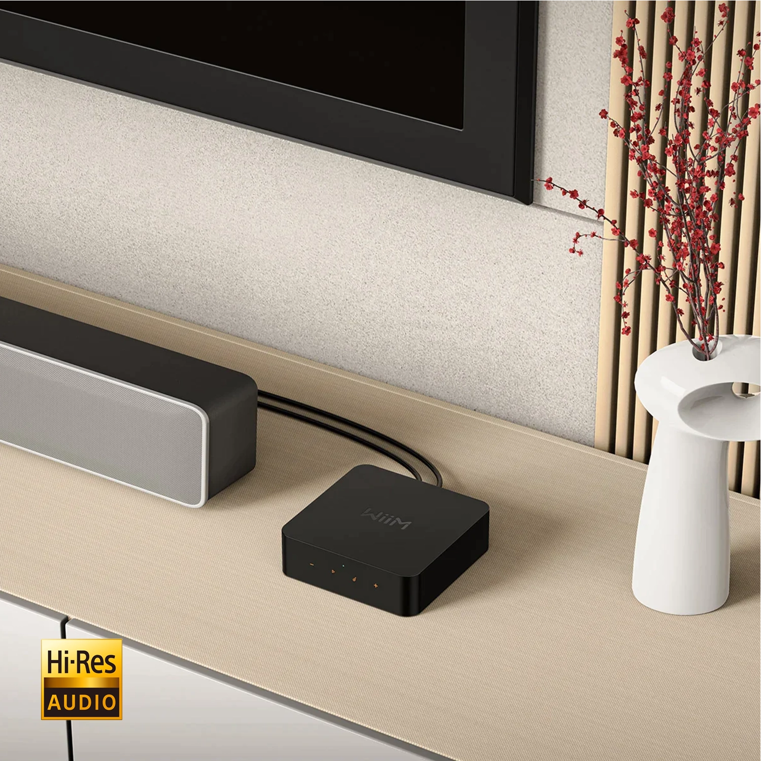 WiiM Pro Spotify Tidal Roon Qobuz Streamer auf Sideboard